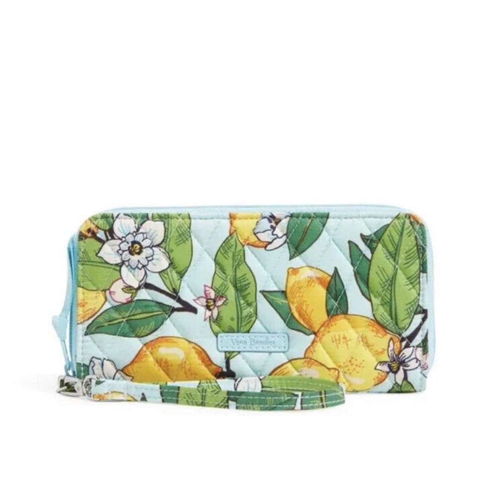 Vera Bradley RFID Accordion Wristlet Lemon Grove Brand New Wallet Organizer